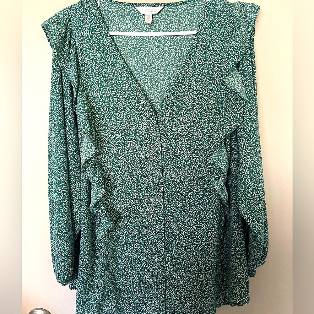 XXL LC Lauren Conrad green floral blouse